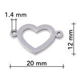 Verbindungselement “Herz” • 20 x 12 mm • Edelstahl - PerlineBeads SA