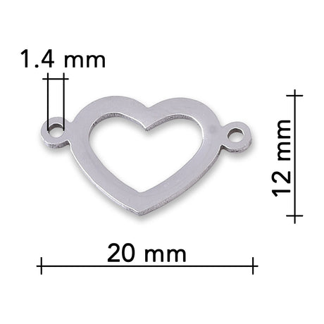 Verbindungselement “Herz” • 20 x 12 mm • Edelstahl - PerlineBeads SA
