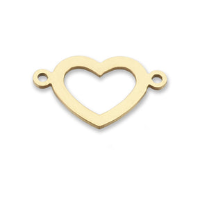 Verbindungselement “Herz” 20 x 12 mm • Edelstahl • Farbe Gold - PerlineBeads SA