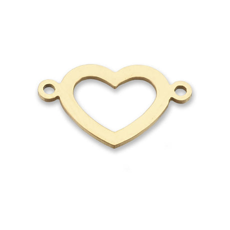 Verbindungselement “Herz” 20 x 12 mm • Edelstahl • Farbe Gold - PerlineBeads SA