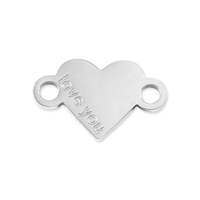 Verbindungselement Herz "love you" - Edelstahl PVD - PerlineBeads SA