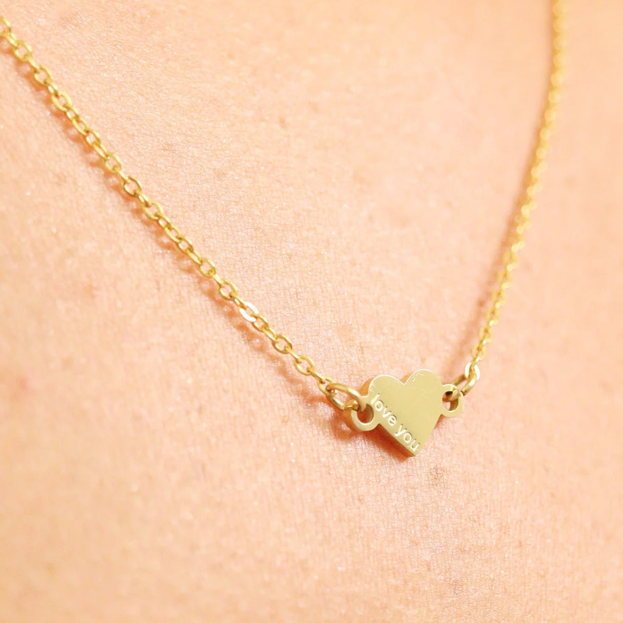 Verbindungselement Herz "love you" - Edelstahl PVD - vergoldet - PerlineBeads SA