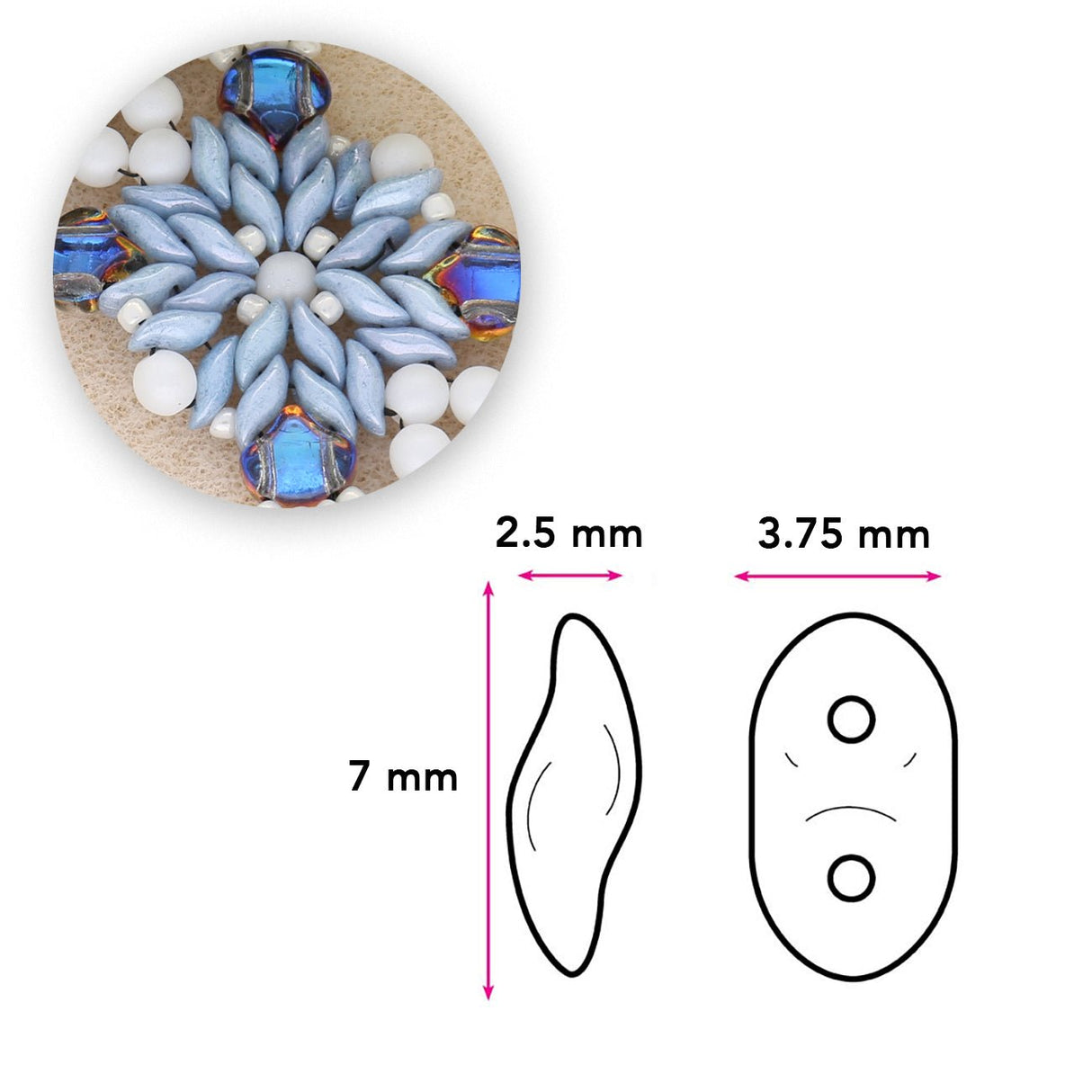 Wave Glasperlen - Chalk Blue Luster - PerlineBeads