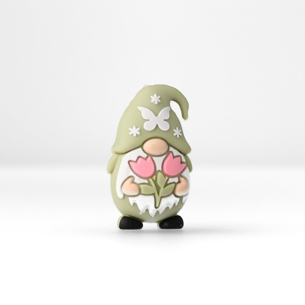 Wichtel Focal-Bead • 3D-Silikonperle mit Schmetterling & Tulpen - PerlineBeads SA
