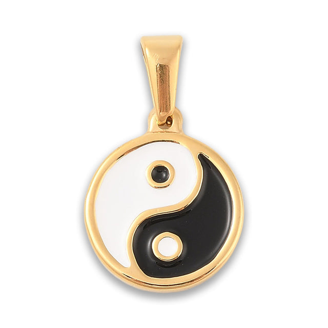Yin-Yang Anhänger • Edelstahl 304 goldfarben mit Emaille • 18.5x15.5mm - PerlineBeads SA