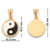 Yin-Yang Anhänger • Edelstahl 304 goldfarben mit Emaille • 18.5x15.5mm - PerlineBeads SA