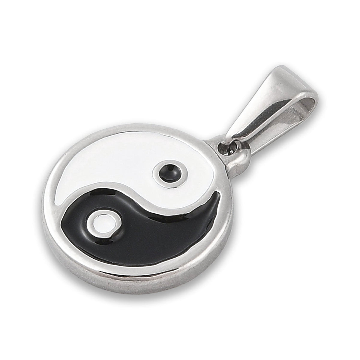 Yin-Yang Anhänger • Edelstahl 304 mit Emaille • 18.5x15.5mm - PerlineBeads SA