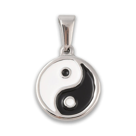 Yin-Yang Anhänger • Edelstahl 304 mit Emaille • 18.5x15.5mm - PerlineBeads SA
