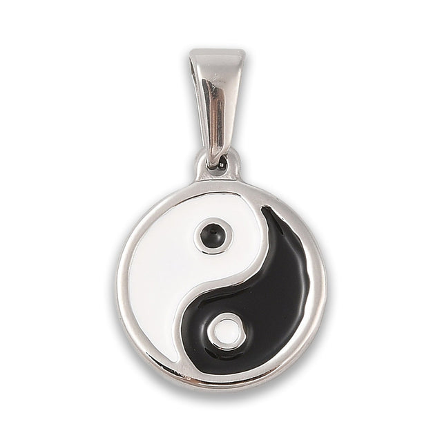 Yin-Yang Anhänger • Edelstahl 304 mit Emaille • 18.5x15.5mm - PerlineBeads SA