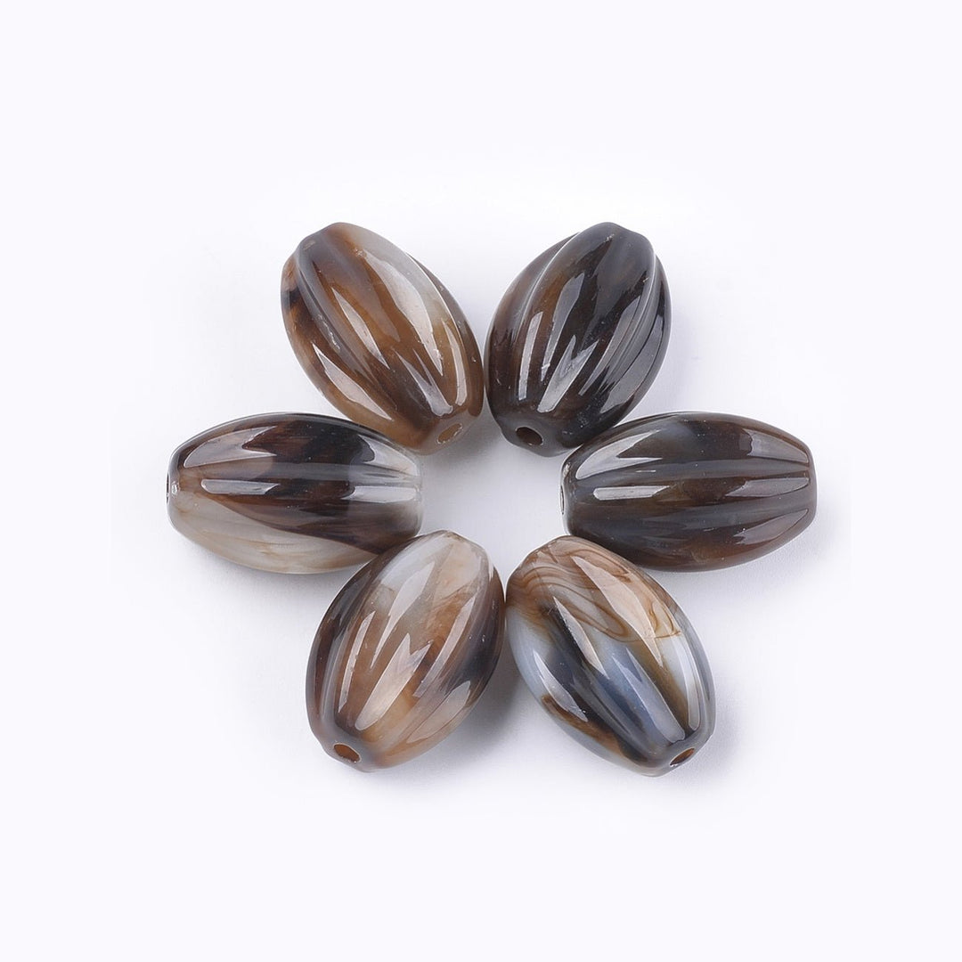 Acryl-Perle gewellt, oval - Coconut Brown - PerlineBeads