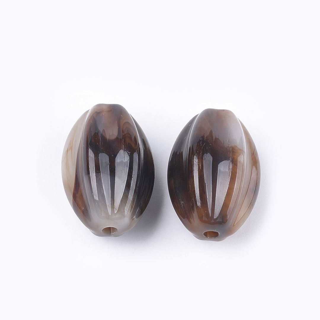 Acryl-Perle gewellt, oval - Coconut Brown - PerlineBeads