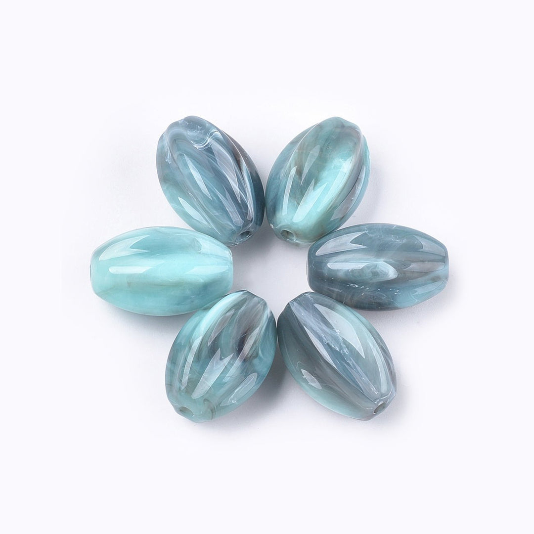 Acryl-Perle gewellt, oval - Hellblau - PerlineBeads