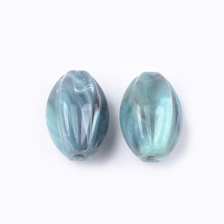Acryl-Perle gewellt, oval - Hellblau - PerlineBeads