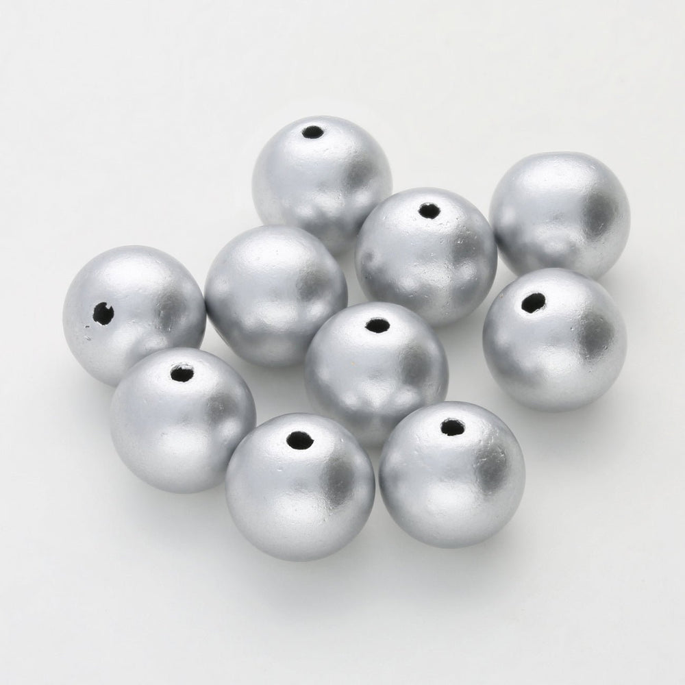 Acryl-Perle rund 12 mm – Mat Silber - PerlineBeads