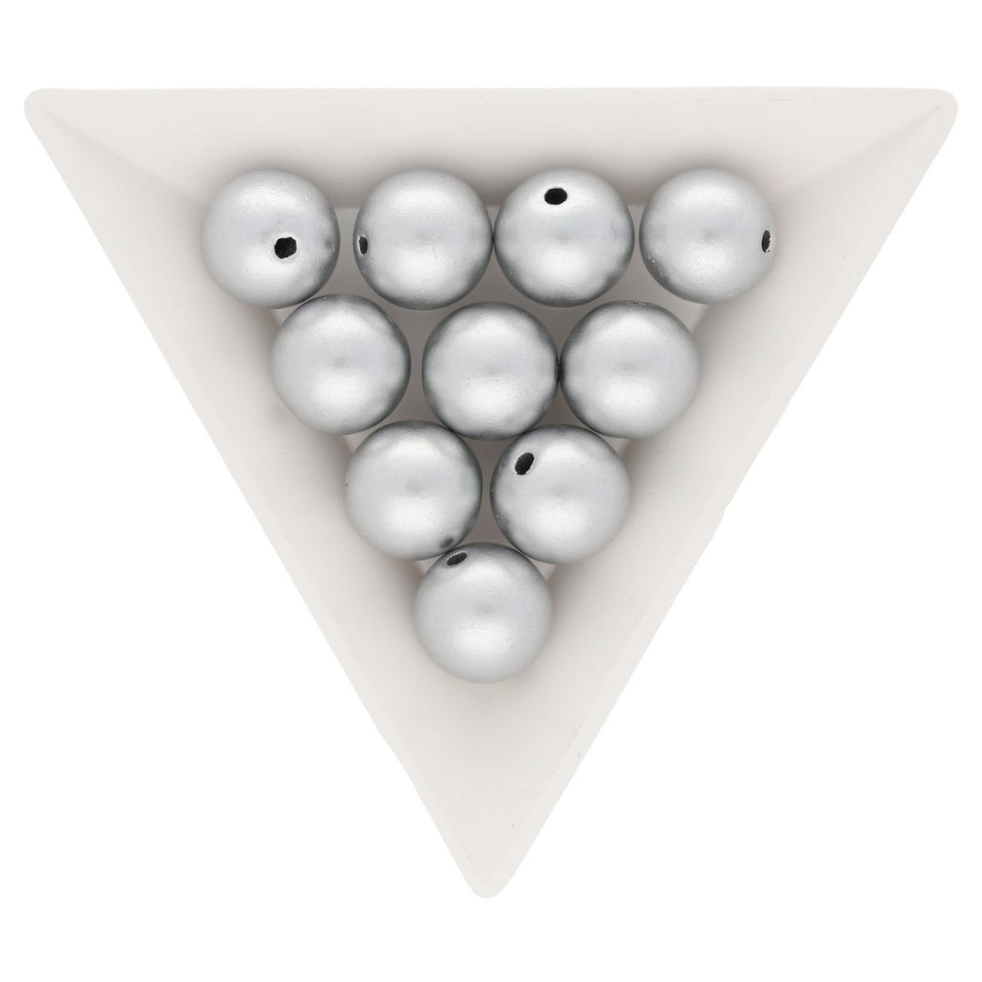 Acryl-Perle rund 12 mm – Mat Silber - PerlineBeads