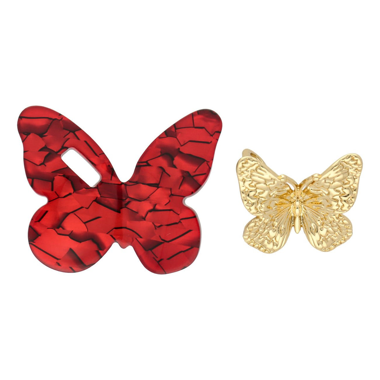 Acrylschmetterling klein - Farbe rot und Gold - PerlineBeads