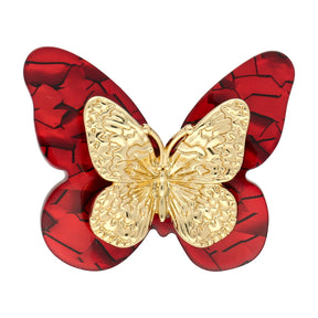 Acrylschmetterling klein - Farbe rot und Gold - PerlineBeads