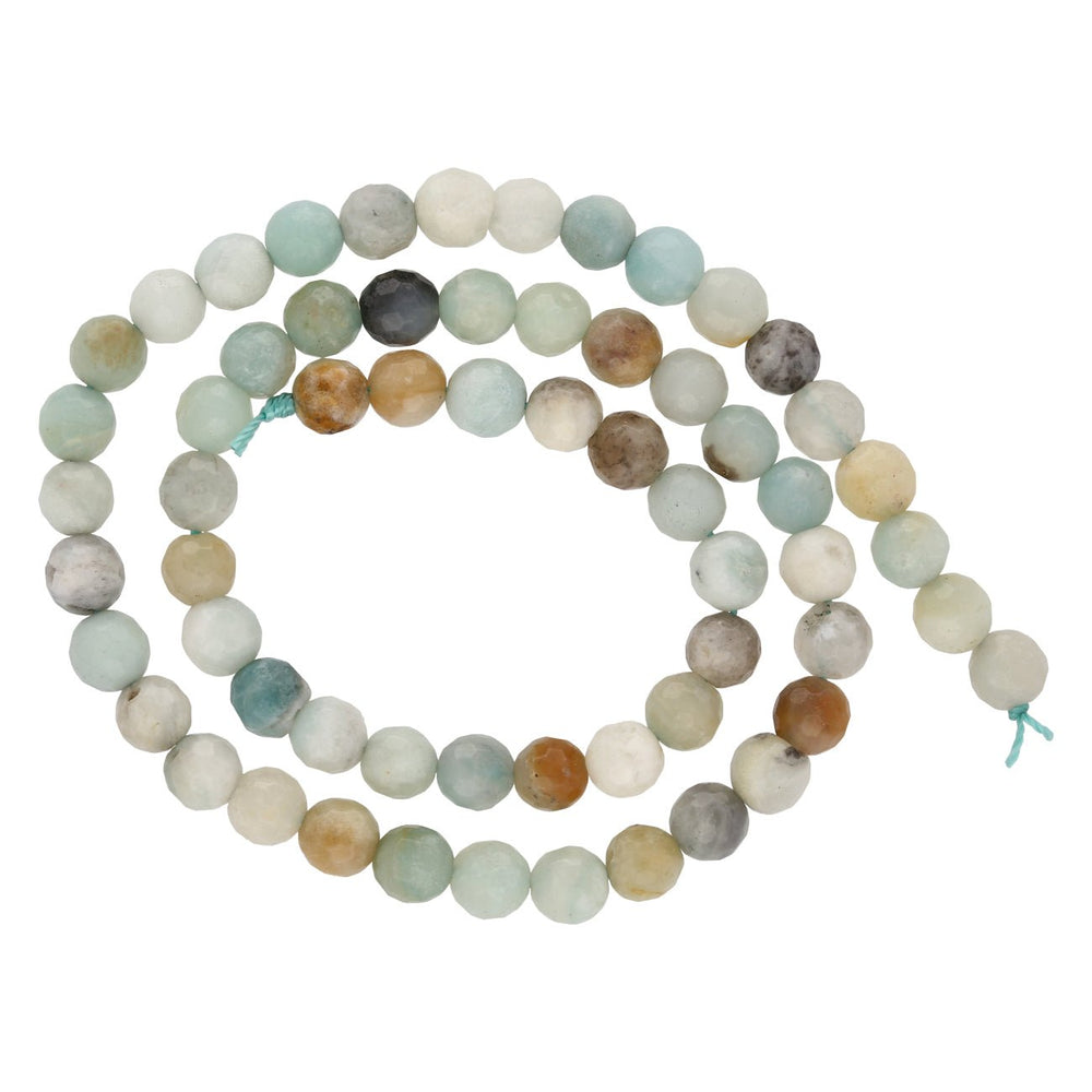 Amazonite Perlen rund facettiert - 6 mm - Mehrfarbig - PerlineBeads