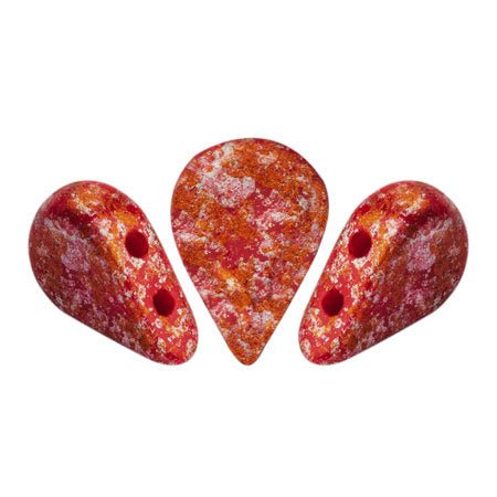 Amos® par Puca® - Opaque Coral Red Tweedy - PerlineBeads