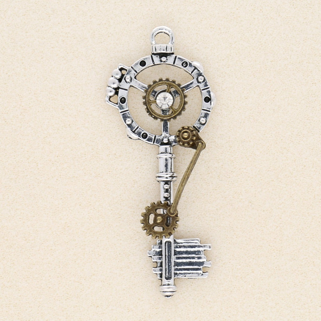 Anhänger Steampunk "Schlüssel" - Silber und Bronze antik - PerlineBeads