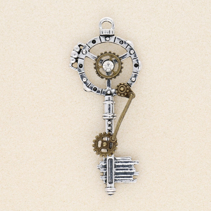 Anhänger Steampunk "Schlüssel" - Silber und Bronze antik - PerlineBeads