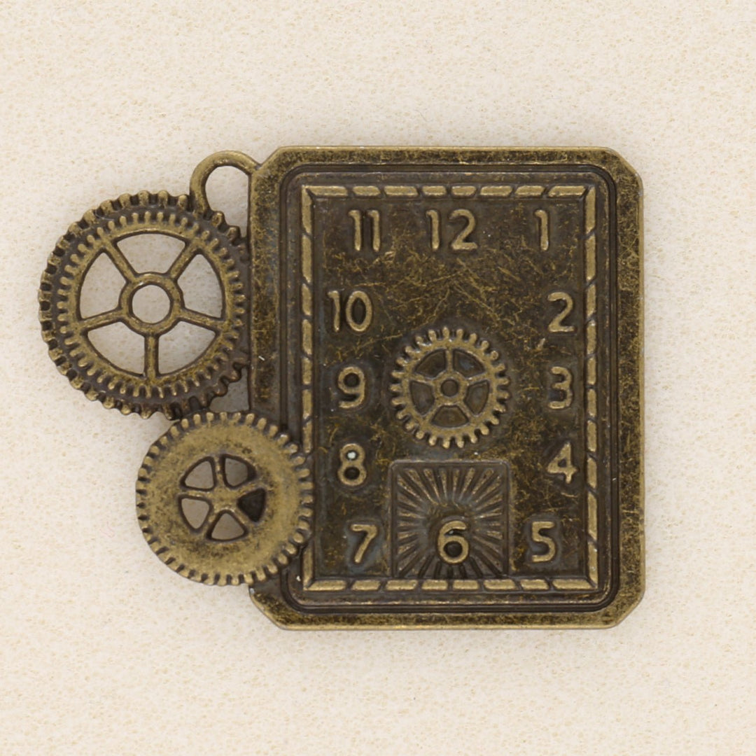 Anhänger Steampunk «Uhr und Zahnräder» - Bronze antik - PerlineBeads