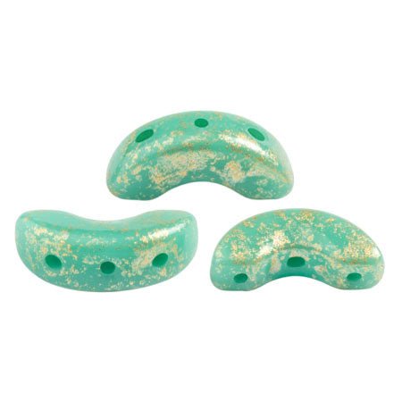 Arcos® Par Puca® - Opaque Green Turquoise Splash - PerlineBeads