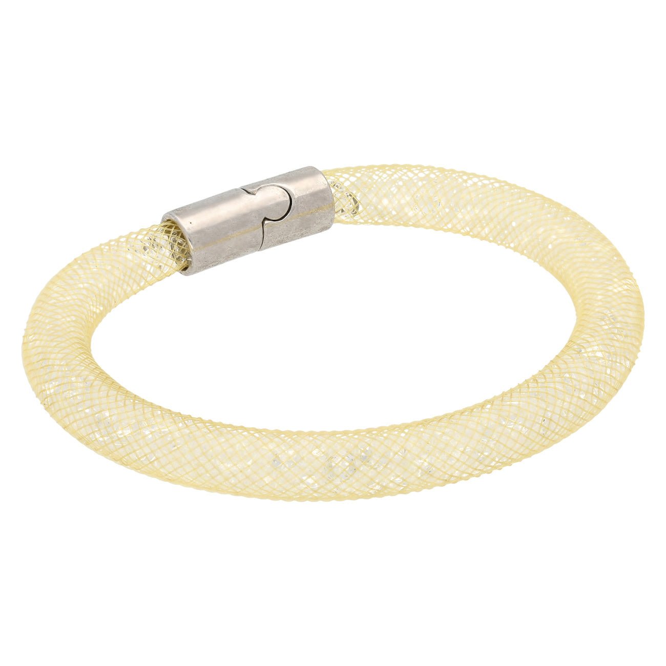 Armband, röhrenförmig mit funkelnden Kristallen – Farbe Beige - PerlineBeads