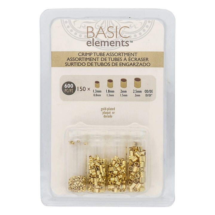 Basic Elements™ Quetschperlen (Rohr) – Sortiert -vergoldet - PerlineBeads
