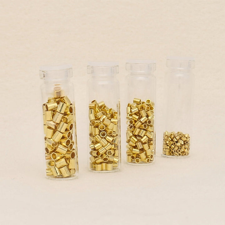 Basic Elements™ Quetschperlen (Rohr) – Sortiert -vergoldet - PerlineBeads