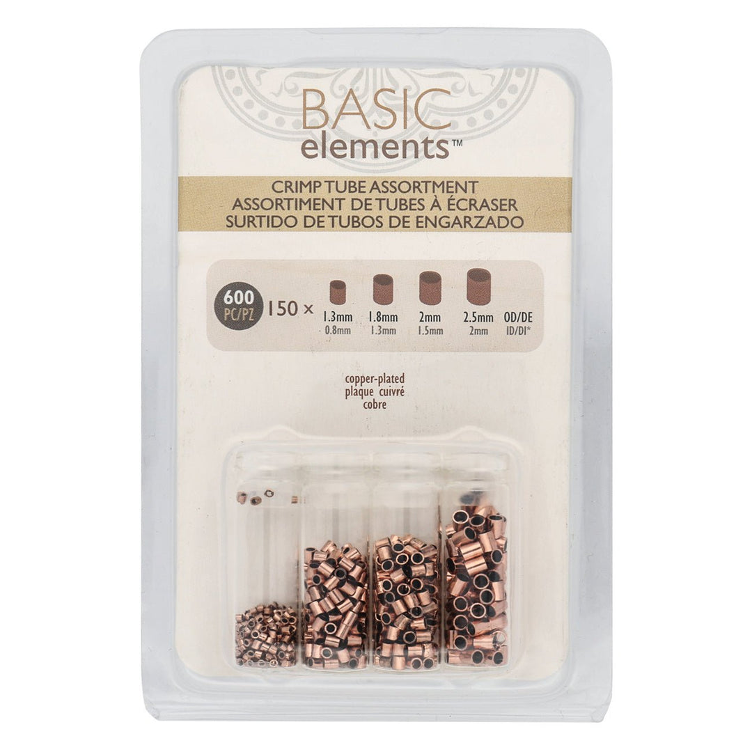 Basic Elements™ Quetschperlen (Rohr) – Sortiert - verkupfert - PerlineBeads