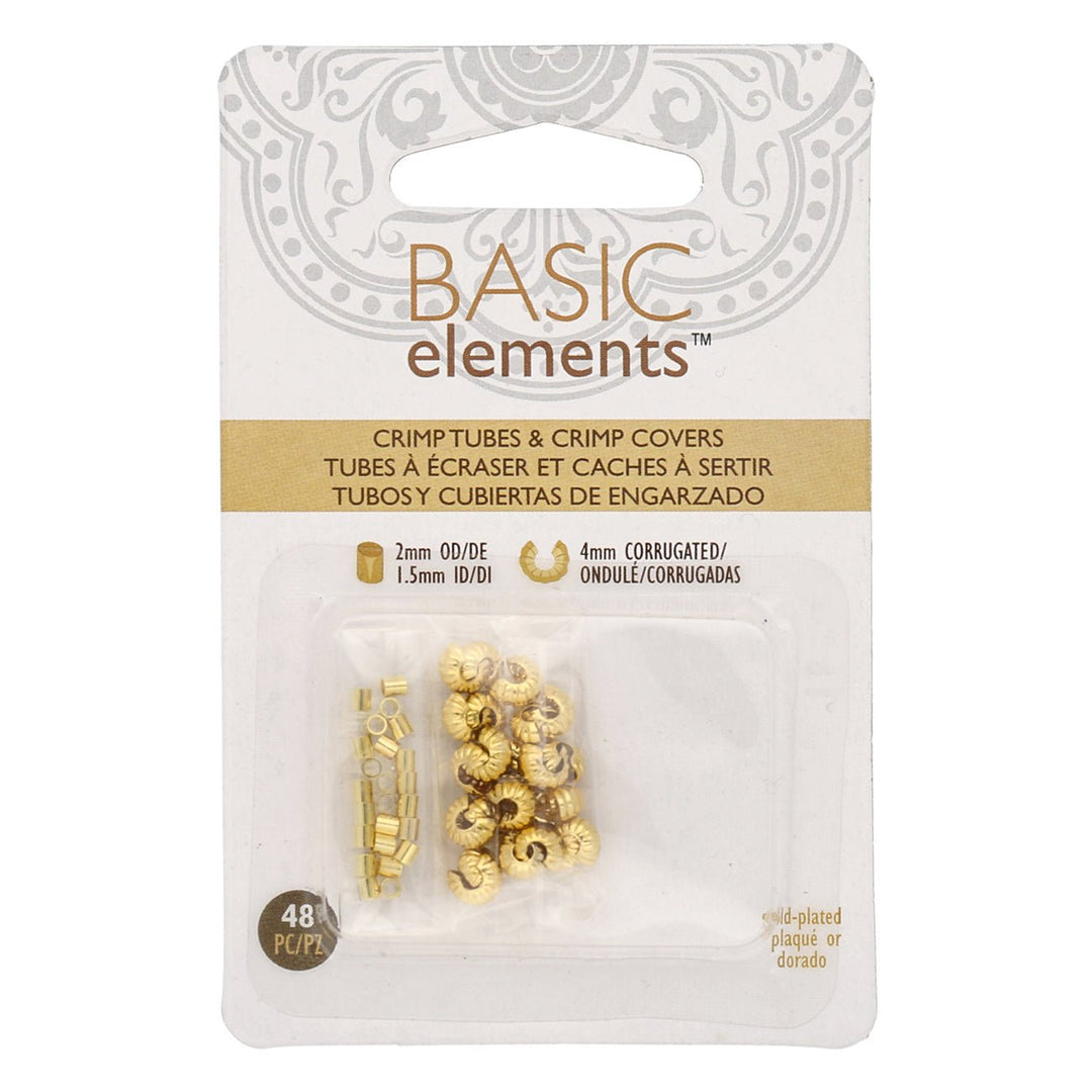 Basic Elements™ - Rohr Quetschperlen und Kaschierperlen (gewellt) - gold - PerlineBeads