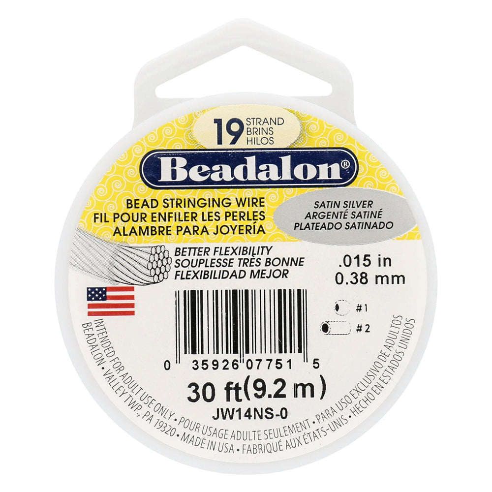 Beadalon Schmuckdraht 19 Fäden (0.38 mm) - Satin Silver (9.2 m) - PerlineBeads