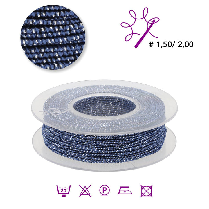 Blissino elastico Stretchgarn - Blau / Silber (2550/A) - PerlineBeads