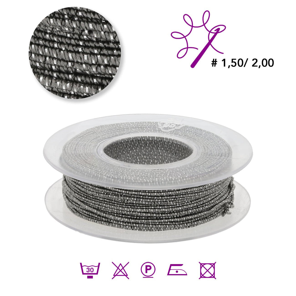 Blissino elastico Stretchgarn - Grau / Silber (486/A) - PerlineBeads