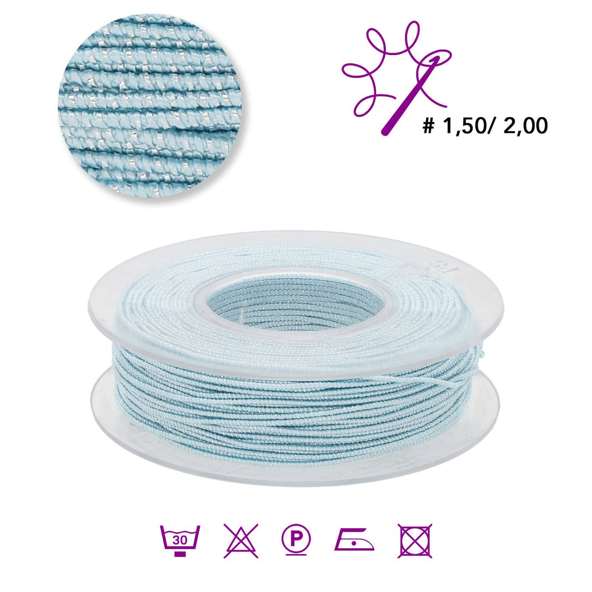 Blissino elastico Stretchgarn - Hellblau / Silber (2530/A) - PerlineBeads