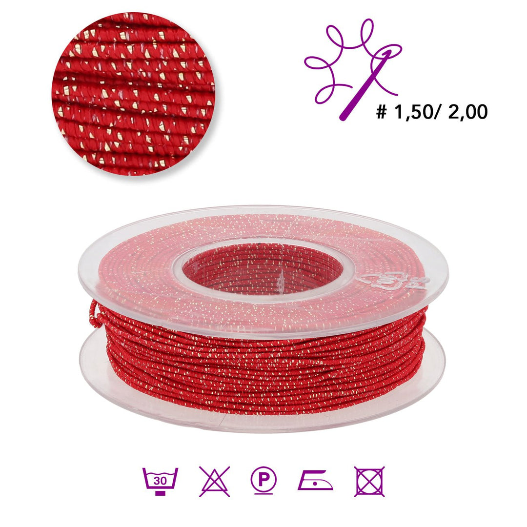 Blissino elastico Stretchgarn - Rot / Gold (659/O) - PerlineBeads