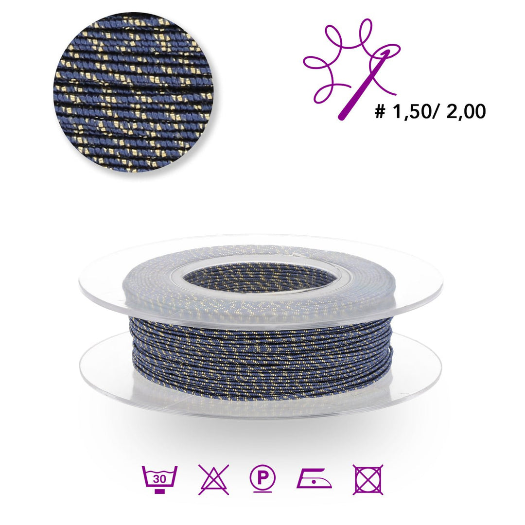 Blissino Schmuckgarn - Blau / Gold (2550/O) - PerlineBeads