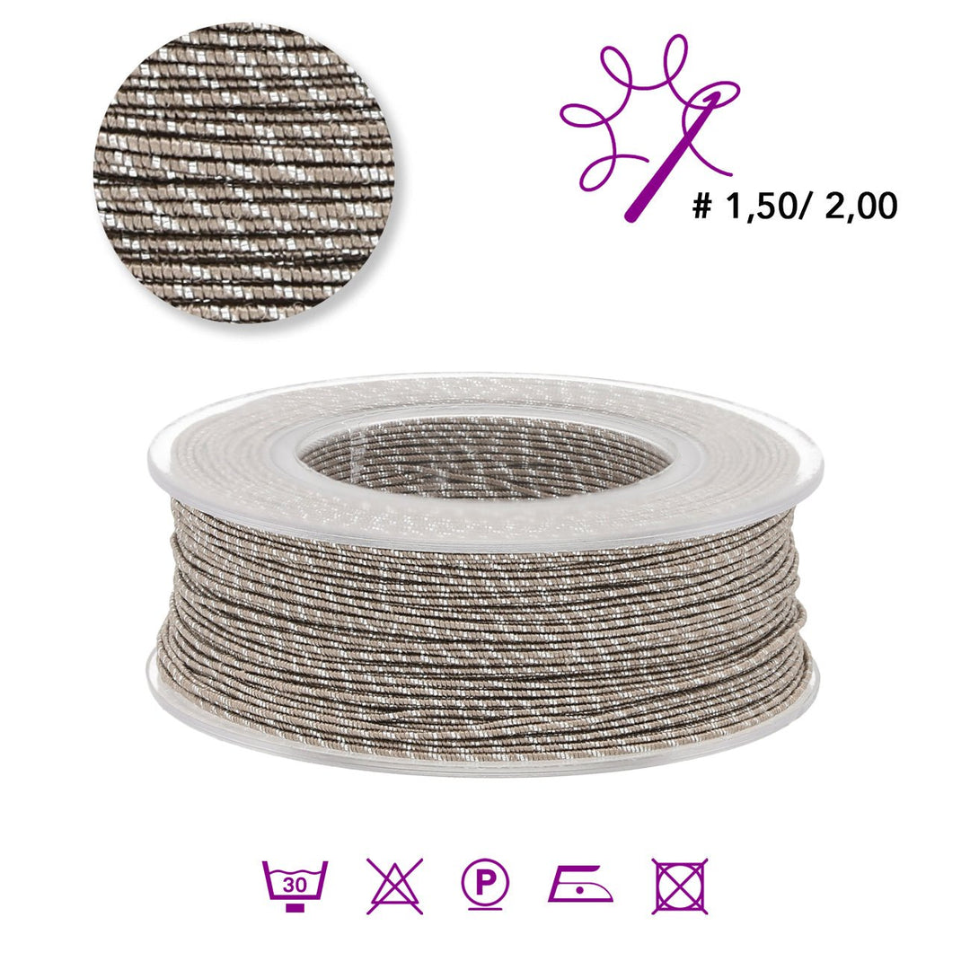Blissino Schmuckgarn - Taupe / Silber (617/A) - PerlineBeads