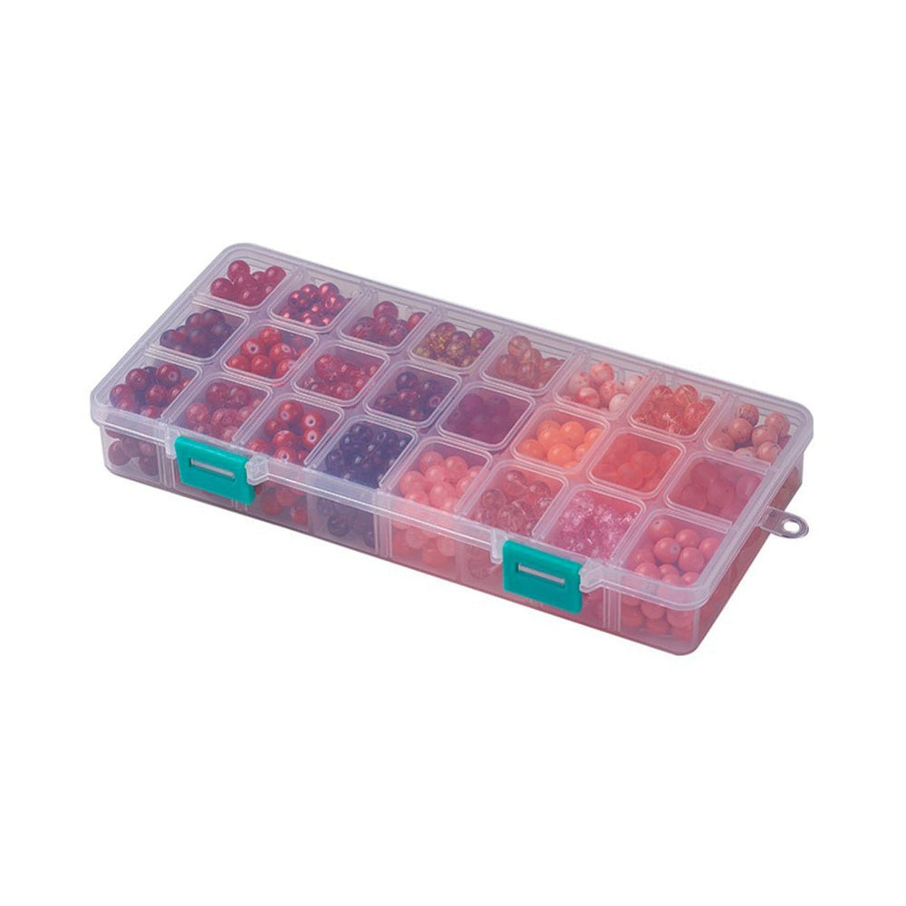 Box mit Sortiment von 24 runden Glasperlen 8 mm - Red mix - PerlineBeads