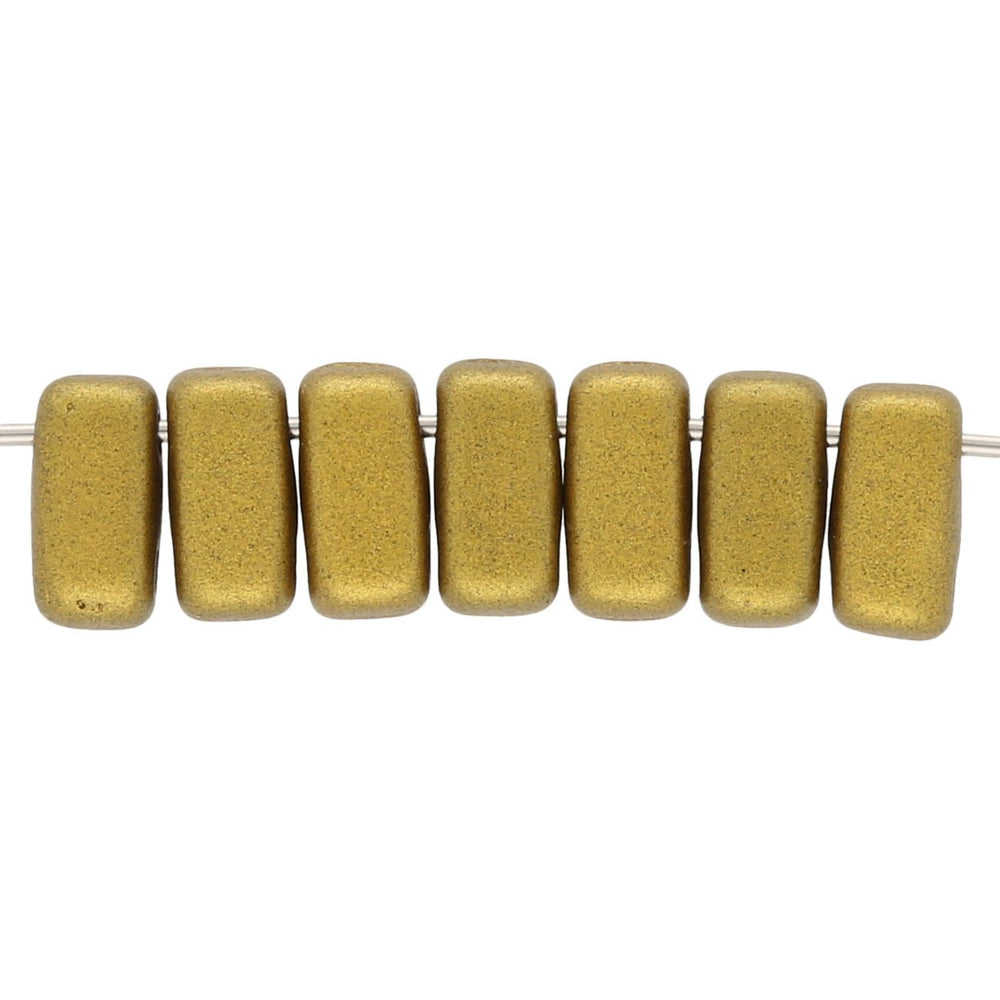 Bricks CzechMates 6x3 mm - Matte Metallic Aztec Gold - PerlineBeads