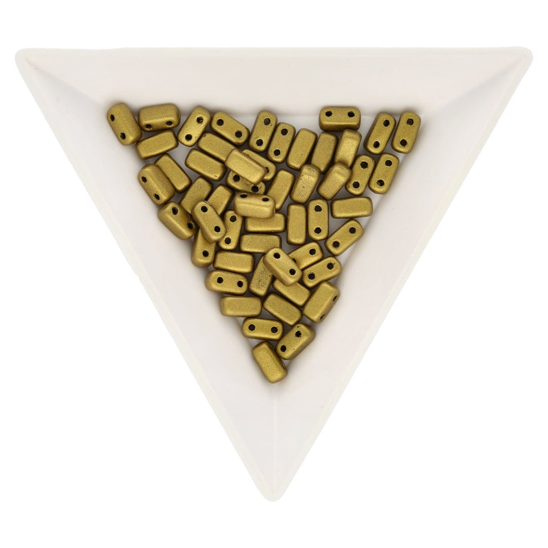 Bricks CzechMates 6x3 mm - Matte Metallic Aztec Gold - PerlineBeads