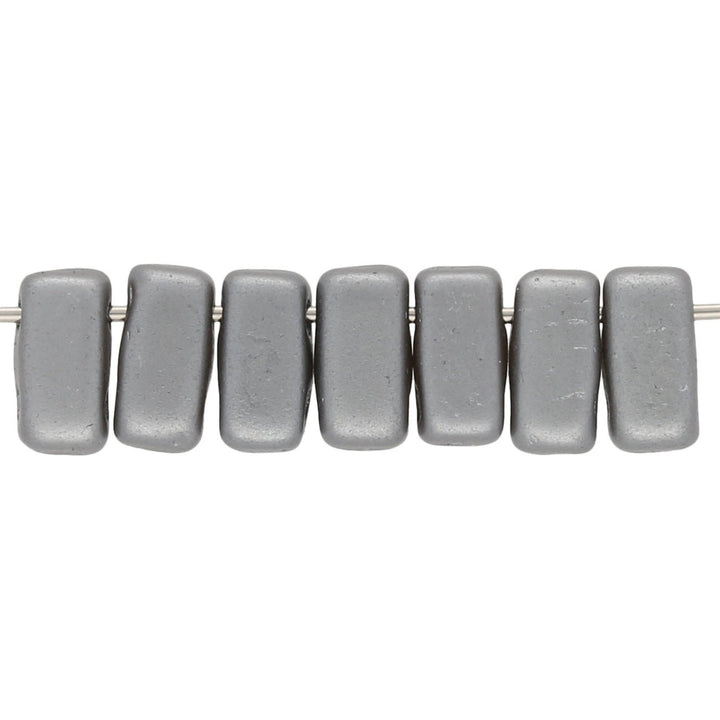 Bricks CzechMates 6x3 mm - Pearl Coat Silver - PerlineBeads