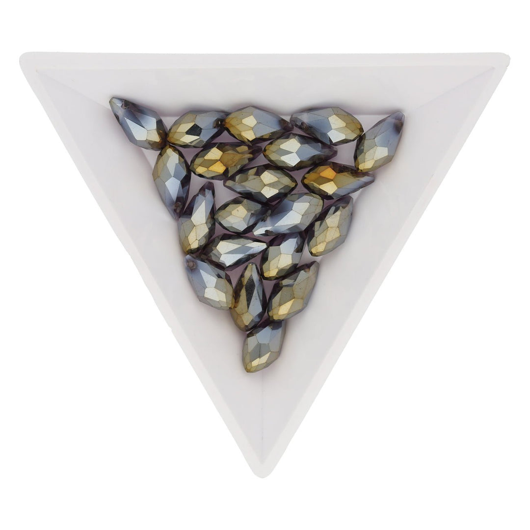Briolettes Glasperlen mit seitlichem Loch 12x6 mm - Amethyst/Gold - PerlineBeads