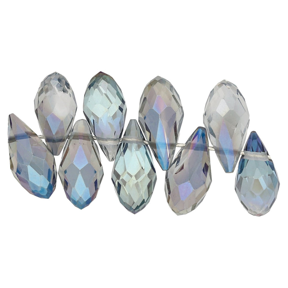 Briolettes Glasperlen mit seitlichem Loch 12x6 mm - Aqua - PerlineBeads