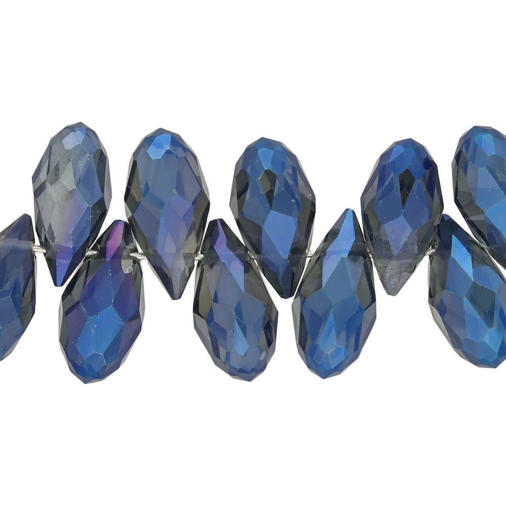 Briolettes Glasperlen mit seitlichem Loch 12x6 mm - Blue - PerlineBeads