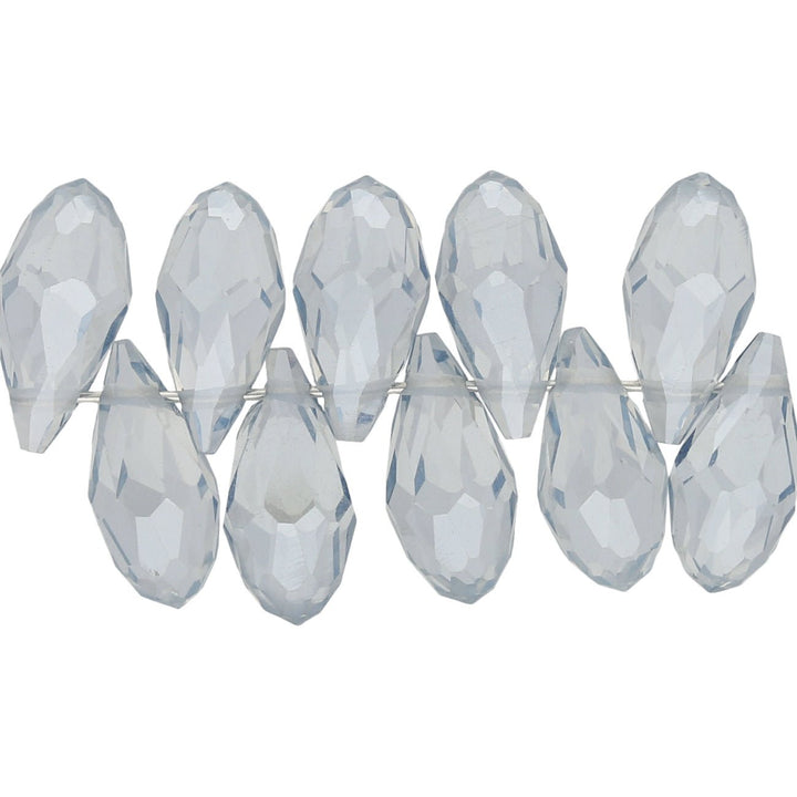 Briolettes Glasperlen mit seitlichem Loch 12x6 mm - Light Grey - PerlineBeads