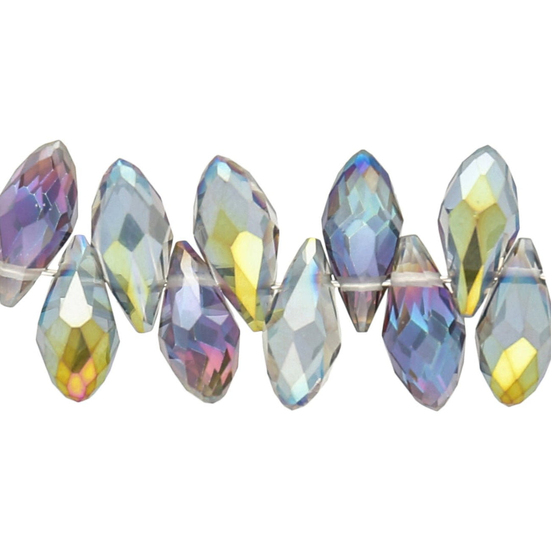 Briolettes Glasperlen mit seitlichem Loch 12x6 mm - Multicolor - PerlineBeads
