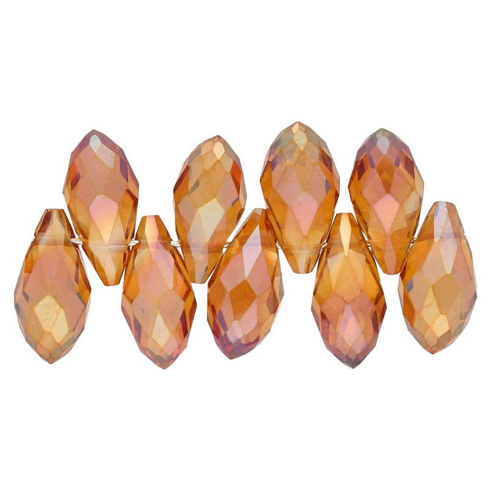 Briolettes Glasperlen mit seitlichem Loch 12x6 mm - Orange - PerlineBeads