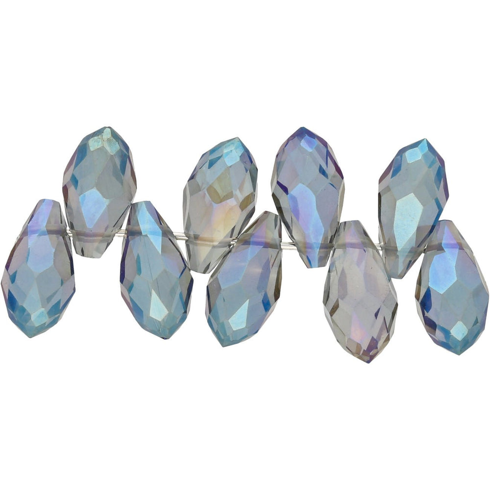 Briolettes Glasperlen mit seitlichem Loch 13x6 mm - Light Steel Blue - PerlineBeads